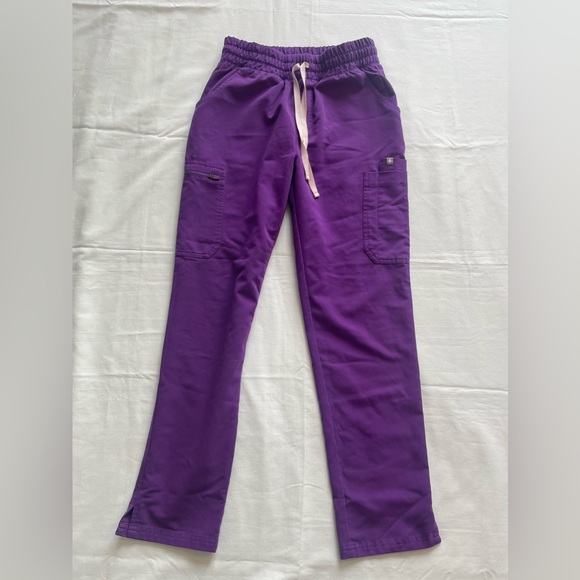 Figs Pants - Figs Women's Purple Drawstring Waist Relaxed Fit Professional Scrubs Pants XS